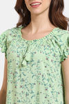 Zivame Floral Vines Woven Knee Length Nightdress - Arcadian Green — thumbnail 5
